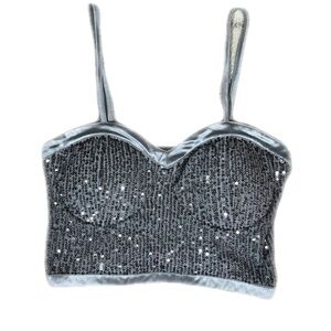 Silver Sequin Women's Tank Top